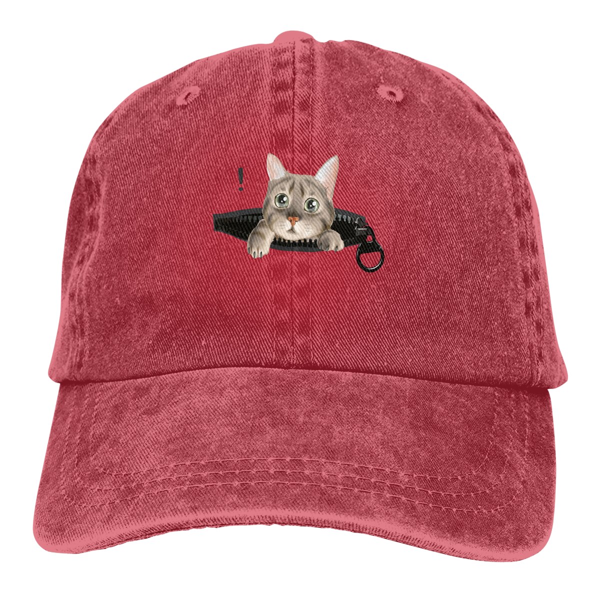 Cute Cat In Zip Pocket Retro Baseball Cap Cowboy Hat Fitted Cap Snapback Hat for Men Women Casual Cap Sun Hat Outdoor Cap: Red