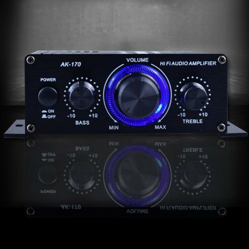 400W Mini Hi-Fi Amplifier - Dual Channel AUX Power Amp - DC 12V Input - Compact Design