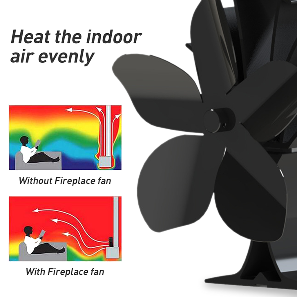 Heat Powered Stove Fan Fast Start Quiet Fireplace Fan for Home Large Room Fireplace Bedroom Indoor