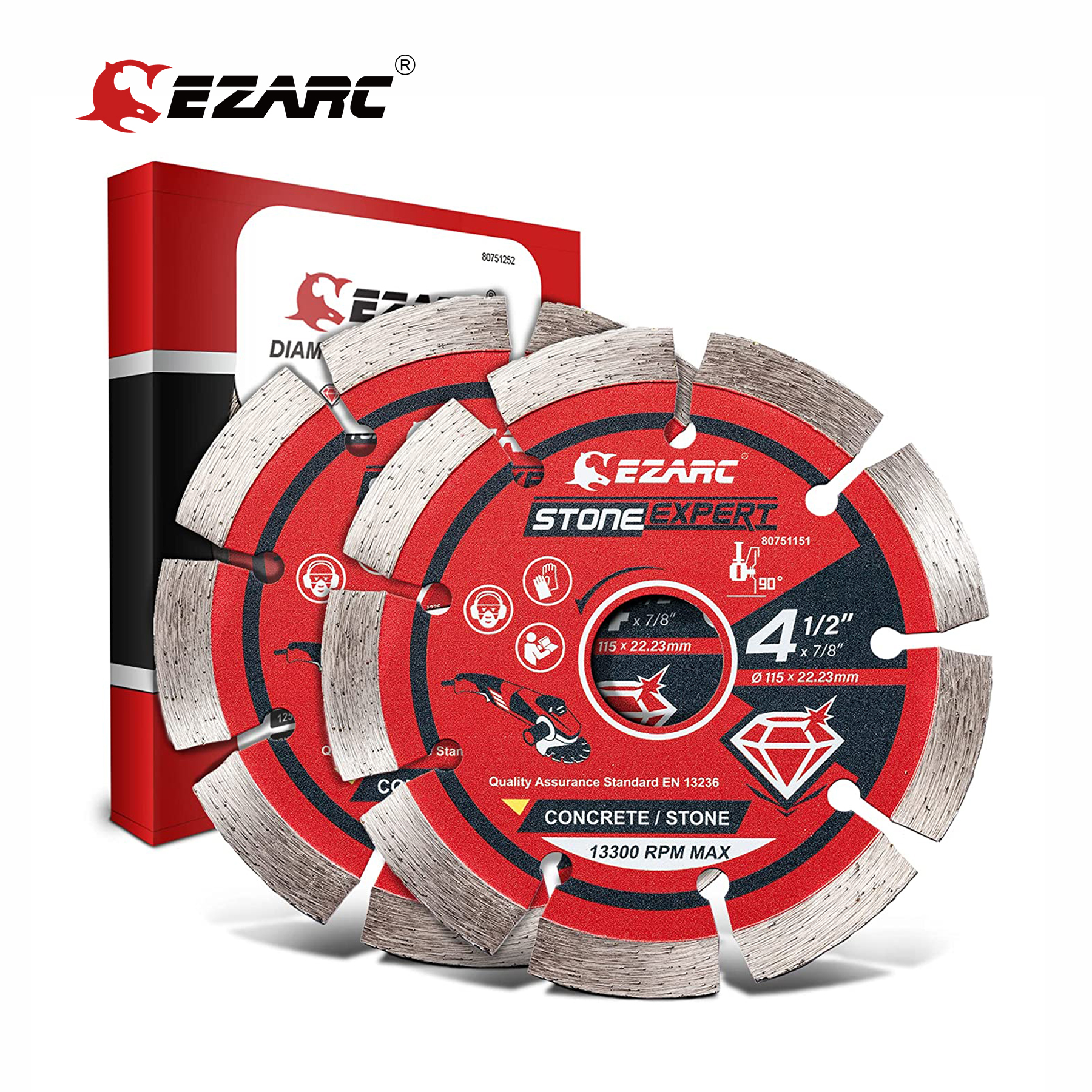 EZARC 115mm &Ampere; 125mm Segmentiert Diamant Sägeblatt für Winkel Schleifer 2 stücke Diamant Klingen Schneiden Beton Stein mauerwerk Ziegel Block
