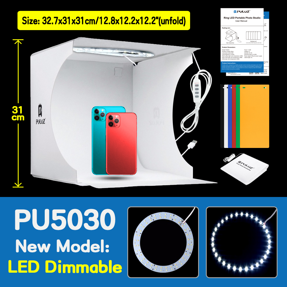 Puluz fotostudio kit fotobox stor foto ljuslåda tält mjuklåda fotografering rekvisita bakgrund mjuklåda studio foto ljuslåda: Blå