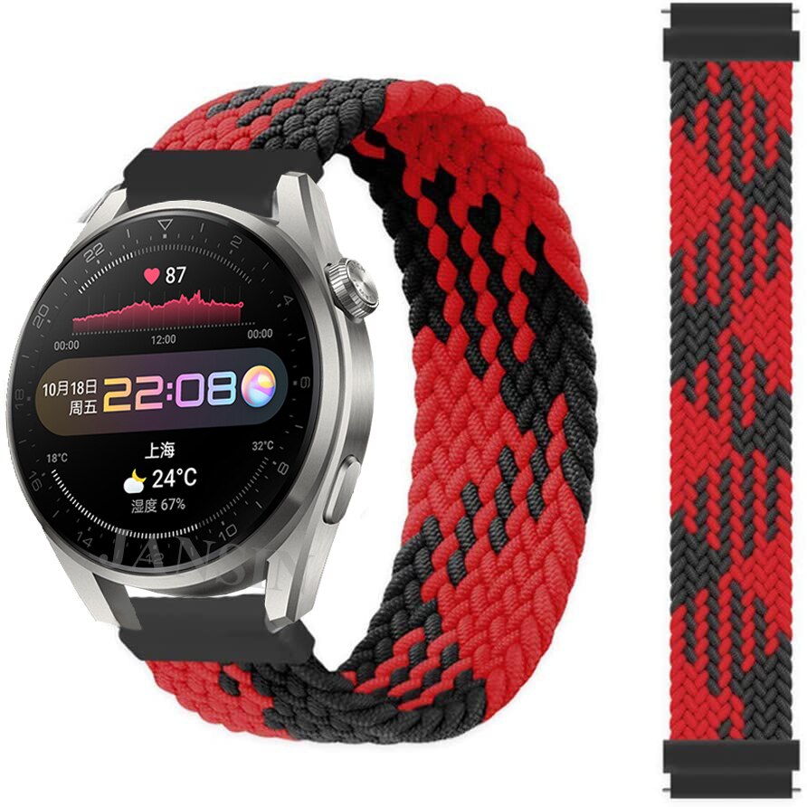 Correa trenzada para Amazfit gtr 3 pro gtr 3, Correa de nailon elástico para reloj Huami Amazfit GTR 3 Pro GTR 3: M / Red between black