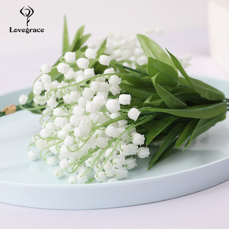 30 hoder plast dal lilje brud bukett liten haug hvit lilje bryllup dekor hjemme vase dekorativ blomsterpotte kunstig blomst