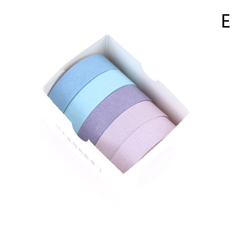 5Rolls/box Solid Color Tape Set Decorative Tape Cute Scrapbooking Adhesive Tape: E