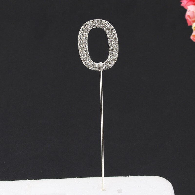 Glitter Alloy Rhinestone Number Cake Toppers Baby Shower Birthday Decoration Wedding Gold Silver Digital Cakes Dessert Decor: Sliver-0