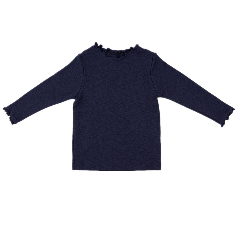 Ruche mouwen 100% katoenen top t-shirt baby meisje solid korte mouw t-shirt kids o-hals peuter shirts zomer meisjes t shirts: blue / 12m