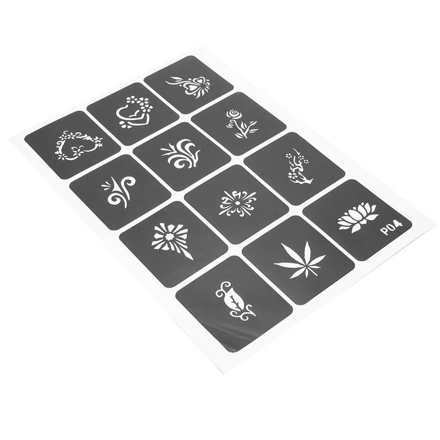 4 Sheets Temporary Tattoo Stencils Reusable Small Grandado 4 Sheets Temporary Tattoo Stencils Reusable Small Grandado