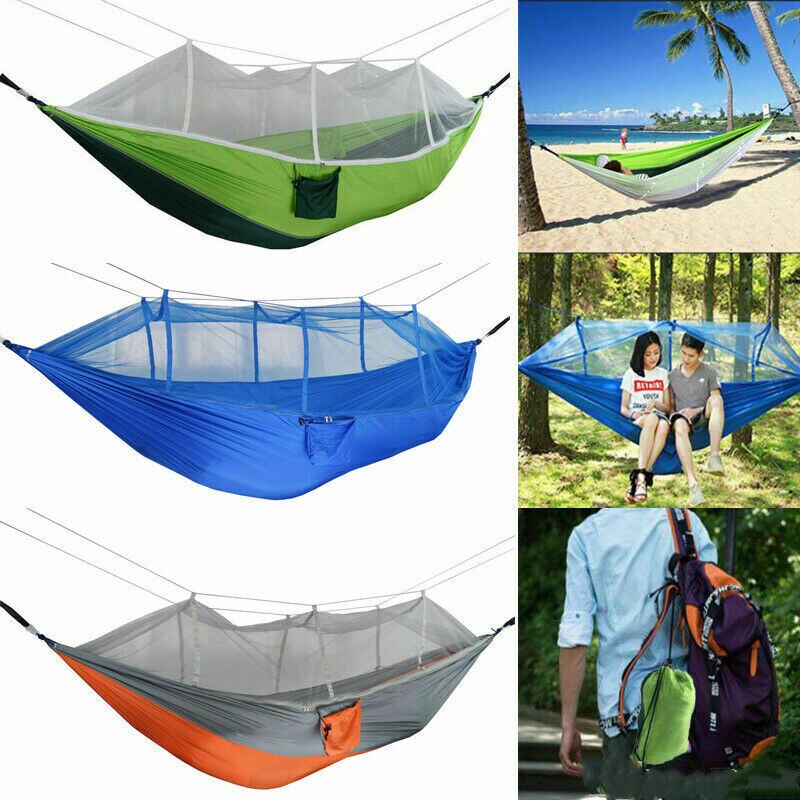 Dubbele Outdoor Persoon Reizen Camping Opknoping Hangmat Bed W/Klamboe Set