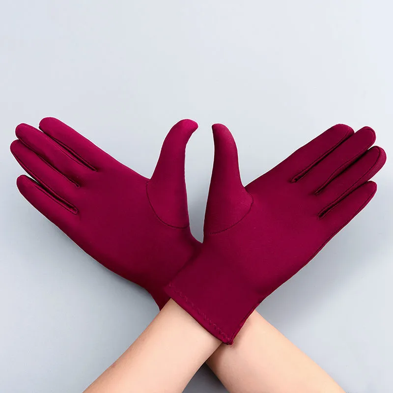 Autumn Summer Unisex Thin Ice Silk Gloves Spring Cycling Driving Protection Solid Breathable Ceremonial Gloves: Brown