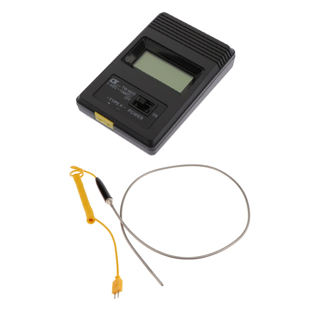 Tm-902c Digital Thermometer Pocket + K-Type Thermocouple Temperature Probe, Stainless Steel Probe In Temperature Range 0-1300