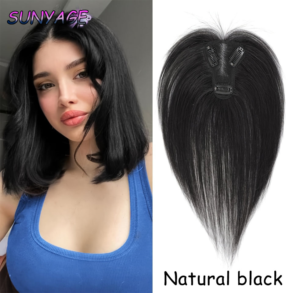 SUNYAGE Clip en flequillo de pelo sintético Natural, piezas de cabello con flecos, extensión de cabello de parte media, Topper para mujeres, pérdida de cabello: T1B/613