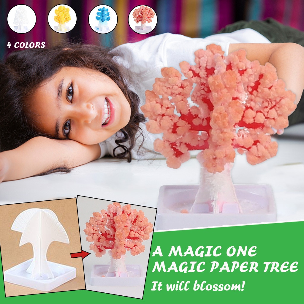 Visual Magic Artificial Sakura Trees Decorative Growing DIY Paper Tree Novelty Baby Toy Flower Exploring Science#45