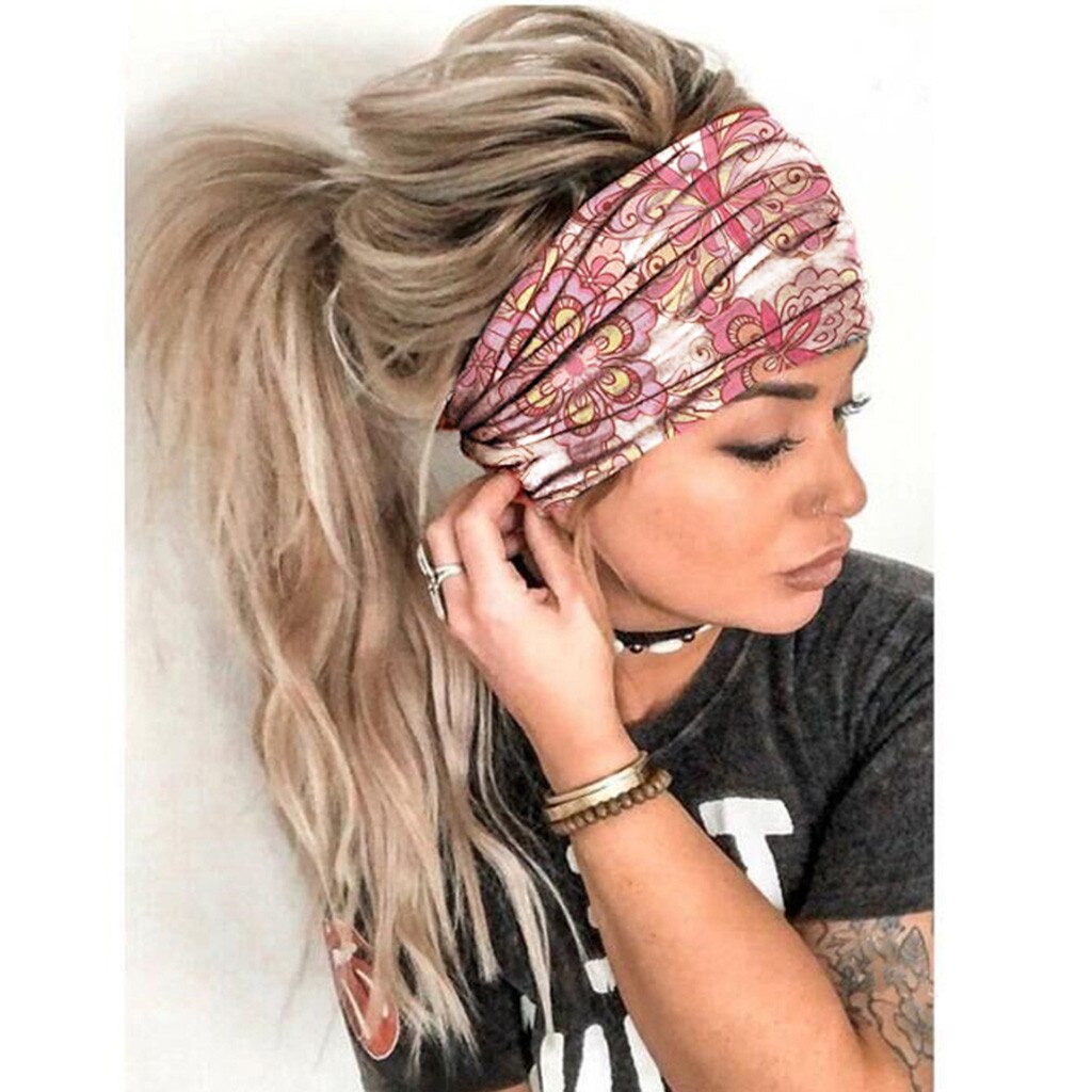 Snelle Levering Snelle Levering Vrouwen Star Moon Gedrukt Accessoires Hoofdband Elastische Hoofd Wrap Haarband Bandana Absorptie-Maskers