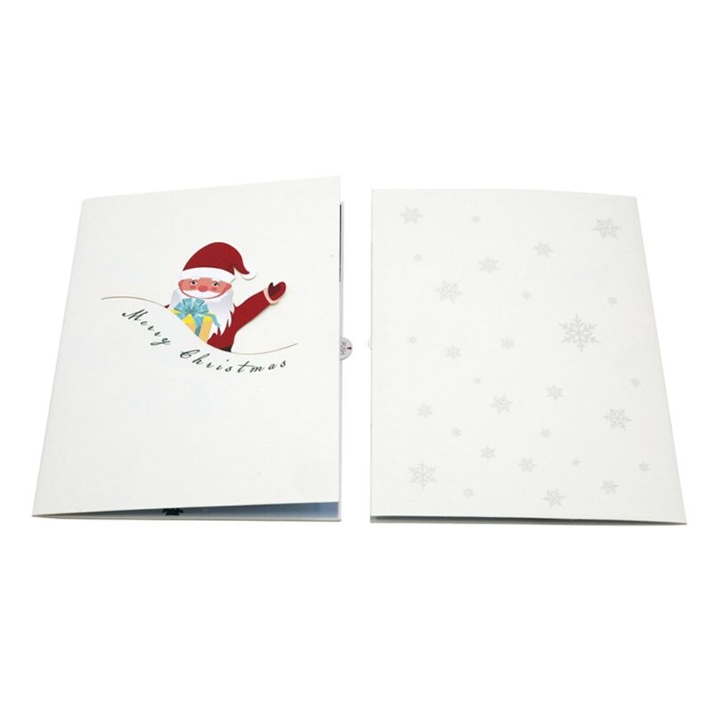 3D Up Santa Claus Greeting Cards Postcards Invitations with Envelope for Kid E56E