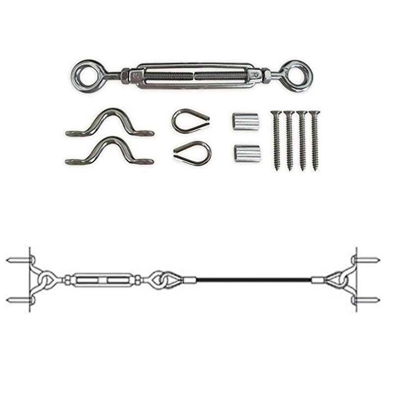 20 Pack Heavy Duty Rvs Kabel Reling Kits Voor Hout Berichten, diy Balustrade Kit Met Kaak Swage Vork Turnbuckle Ck01