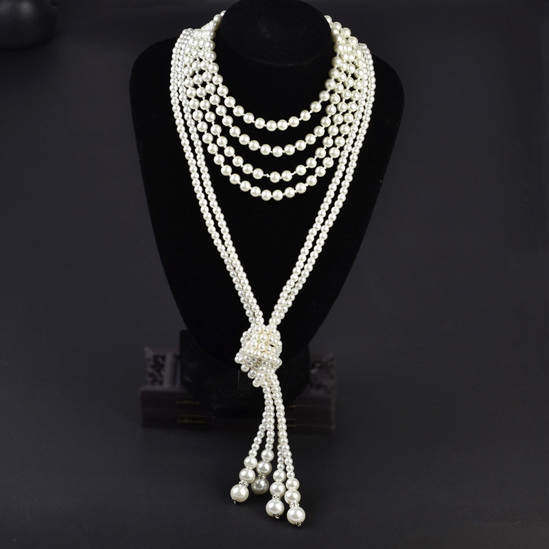 15 Ecoparty Art Deco Faux Parels Ketting 1920 S Flapper Kralen Cluster Lange Parelketting Voor Gatsby Kostuum Party