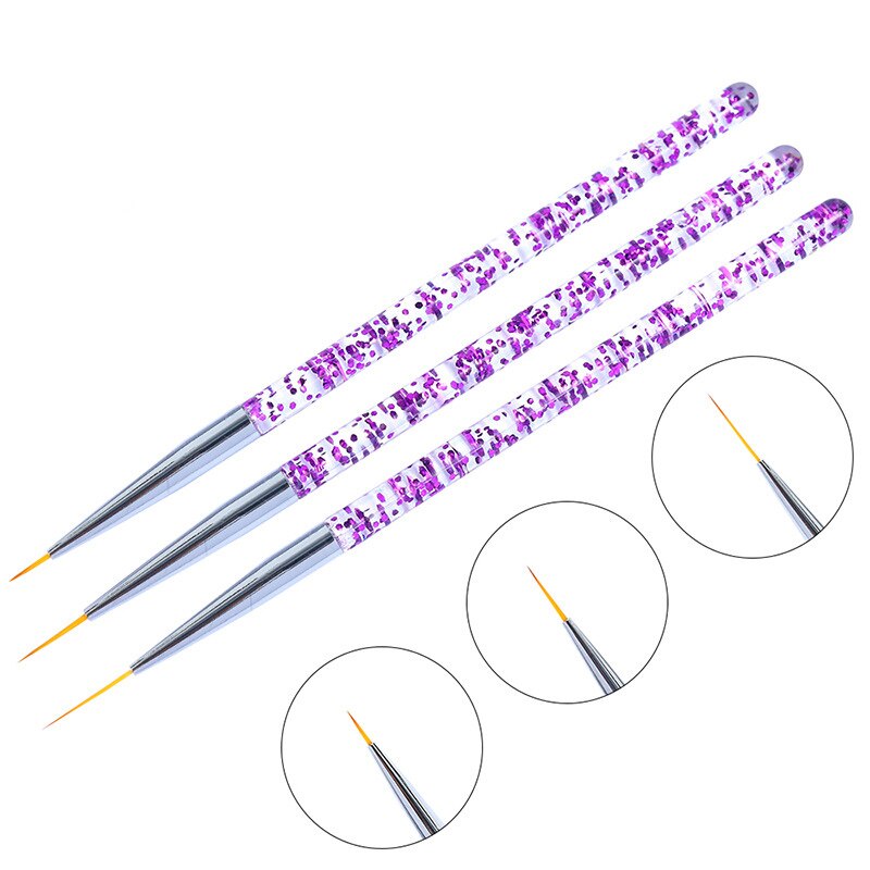 Pinceau à ongles 3 pièces/ensemble, stylo de peinture pour Nail Art, brosse pour Gel UV, Salon de beauté, à usage domestique