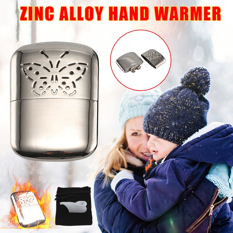 Metal Hand Warmer Petrol Reusable Pocket Portable for Ski Winter Camping Outdoor DIN889: Default Title
