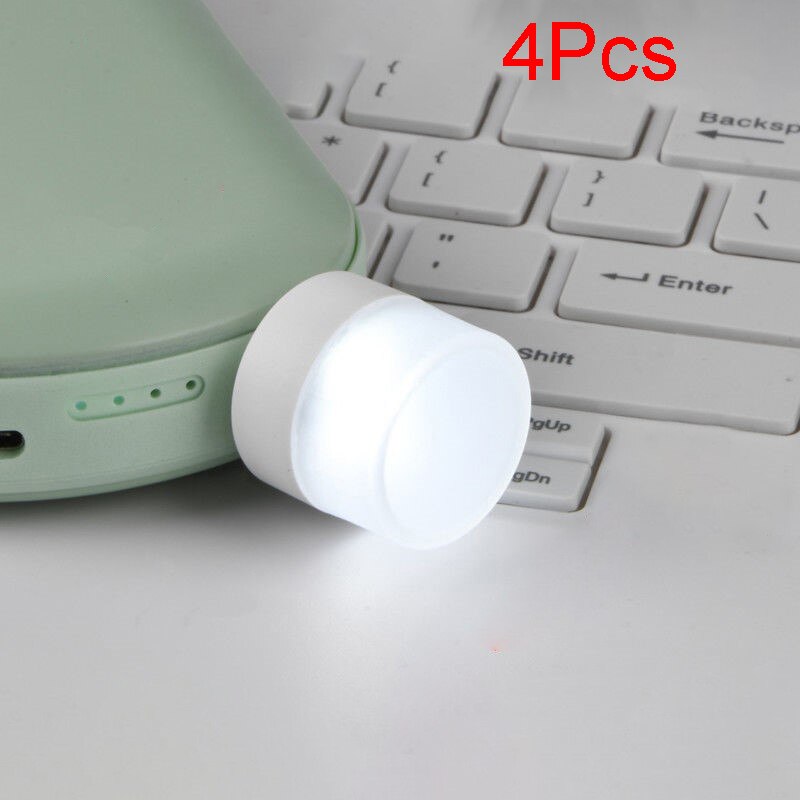 4 stk bærbart natlys energibesparende led trådløs lampe universal usb interface bordlampe udendørs indendørs belysning dekoration: Hvidt lys