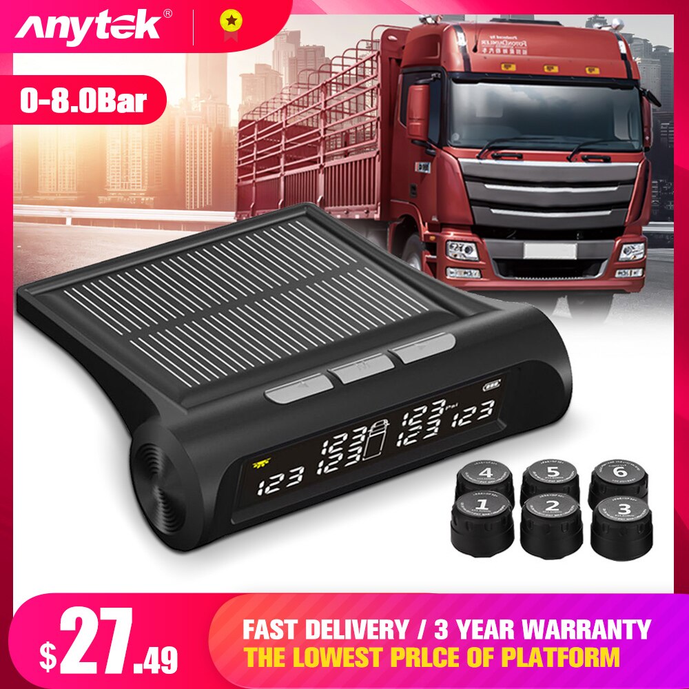 Däcktrycksövervakningssystem lastbil tpms däcktrycksövervakning 8.0 bar usb 6 st sensor runda fordon explosionssäkra