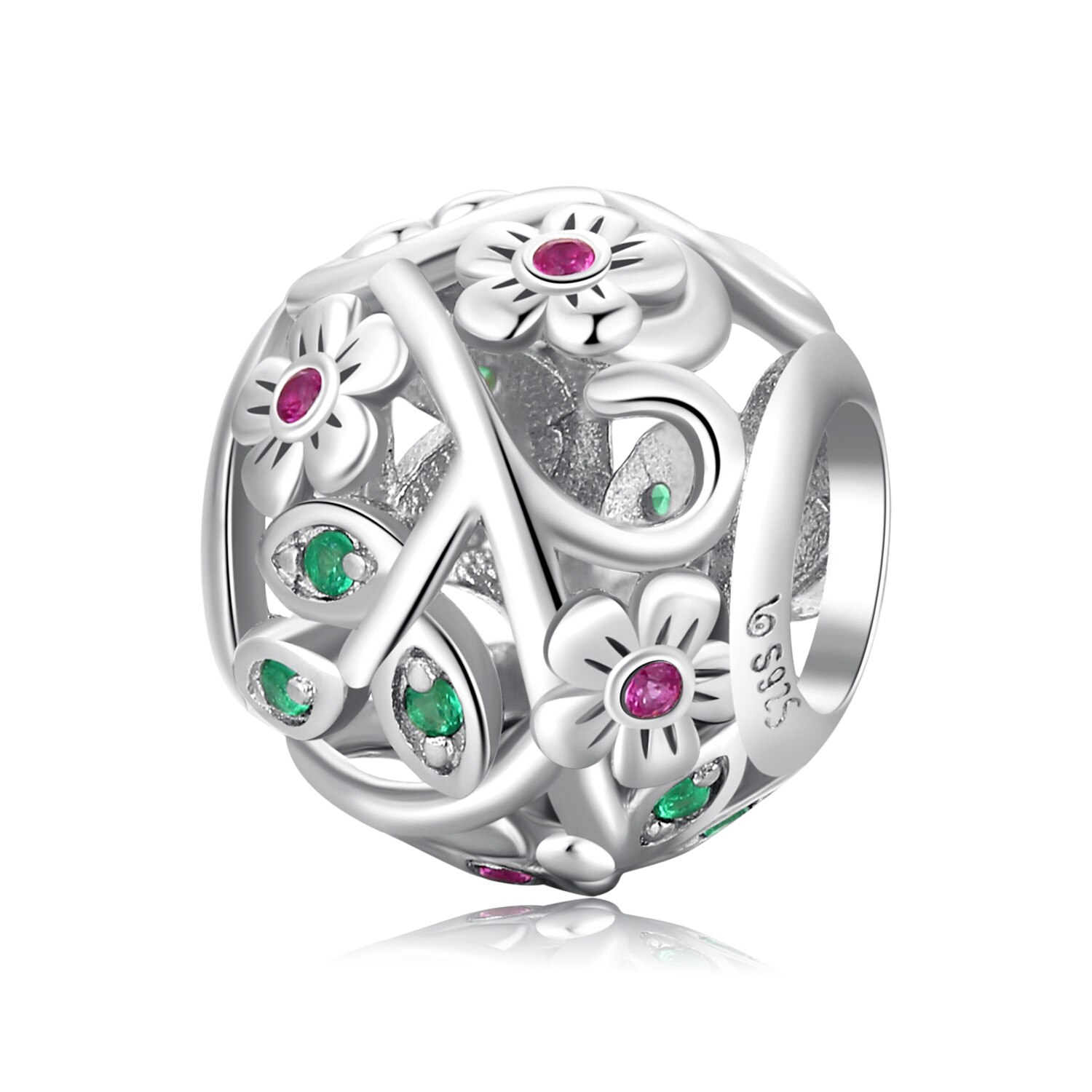 WOSTU autentico 100% argento Sterling 925 zircone rosa perline di cristallo fascino misura originale ciondolo braccialetto argento 925 creazione di gioielli: FNC551