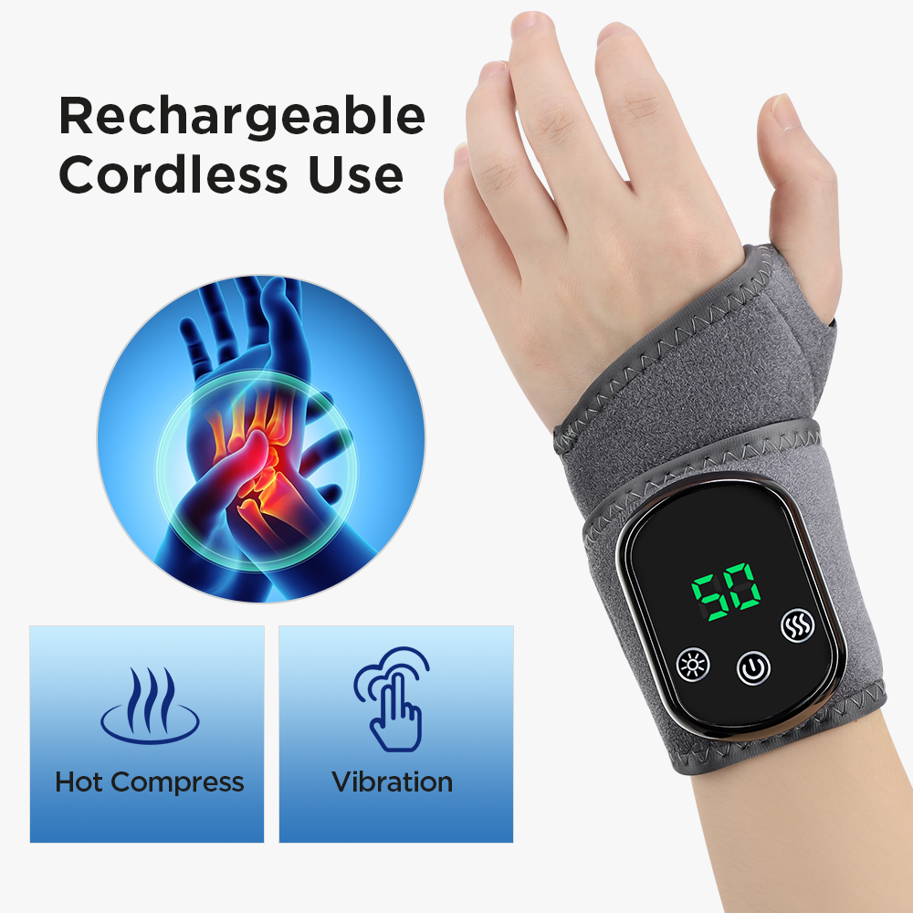 Electric Wrist Heating Pad Wrap For Hand Wrist Support Brace Electric Vibration Massage Warmer Compression Arthritis