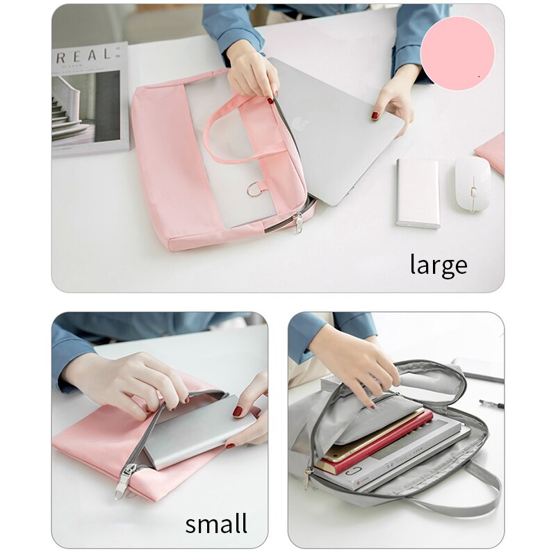 Waterproof Polyester Transparent Zipper Computer Briefcase File Folder Business Document Bag Set