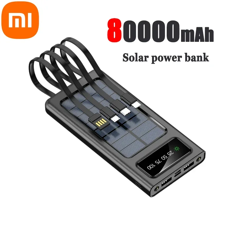 Xiaomi 200000mAh Solar Power Bank Ultra Capacity USB 4 in1 Super Fast Charging USB TypeC LED Light Outdoor Power Bank For iPhone: green