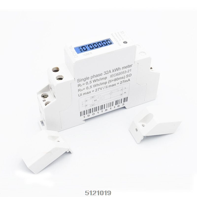 LCD Digital Single Phase Din Rail Electricity Power Consumption Energy Meter kWh
