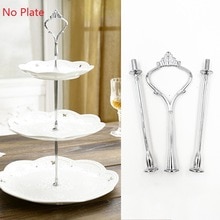 1Sets 2/3 Tier Cake Plate Stand Handle Fittings Silver For Tea Shop Room Hotel: Silver 3layers