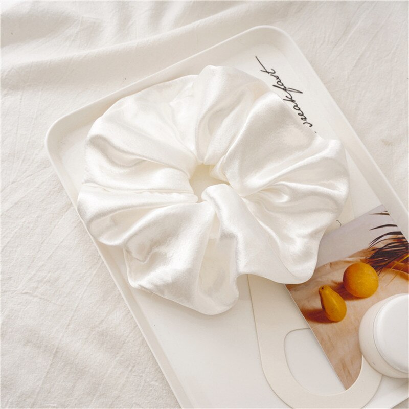Cintas para el pelo de gran tamaño para mujer, Scrunchies de seda satinada lisa, bandas de goma para el cabello bandas elásticas para pelo, accesorios, coletero: 1