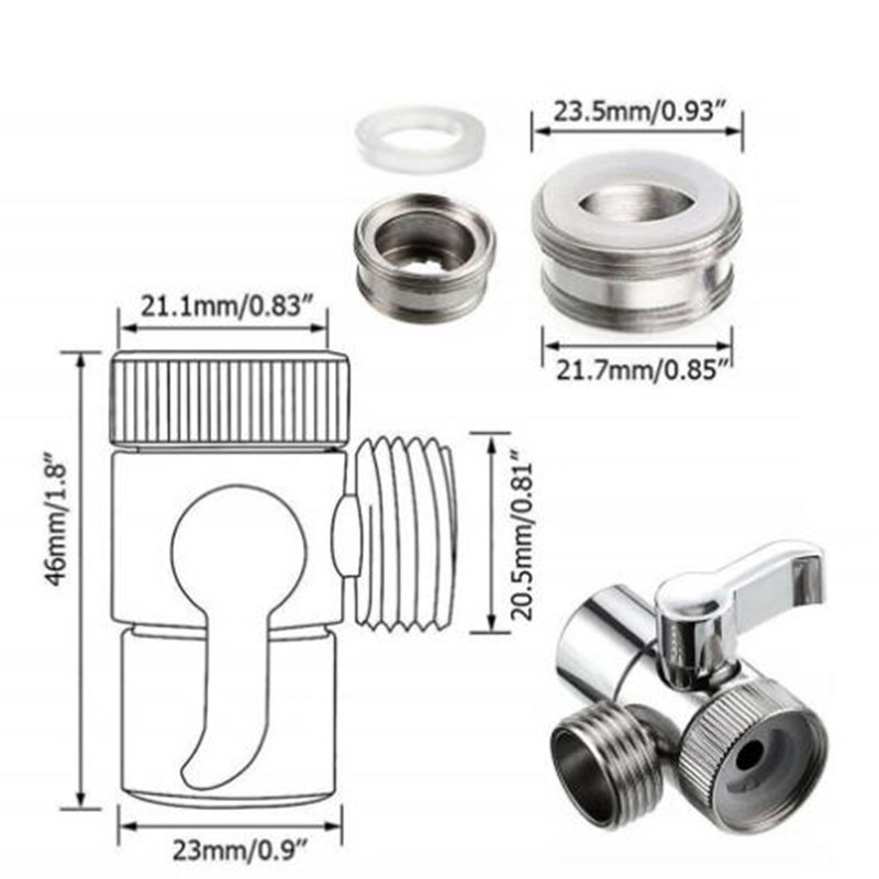 3 Way Tee Schakelaar Kraan Adapter Connector Driewegklep Voor Douchekop Diverter Thuis Badkamer Douche Kranen Water separator