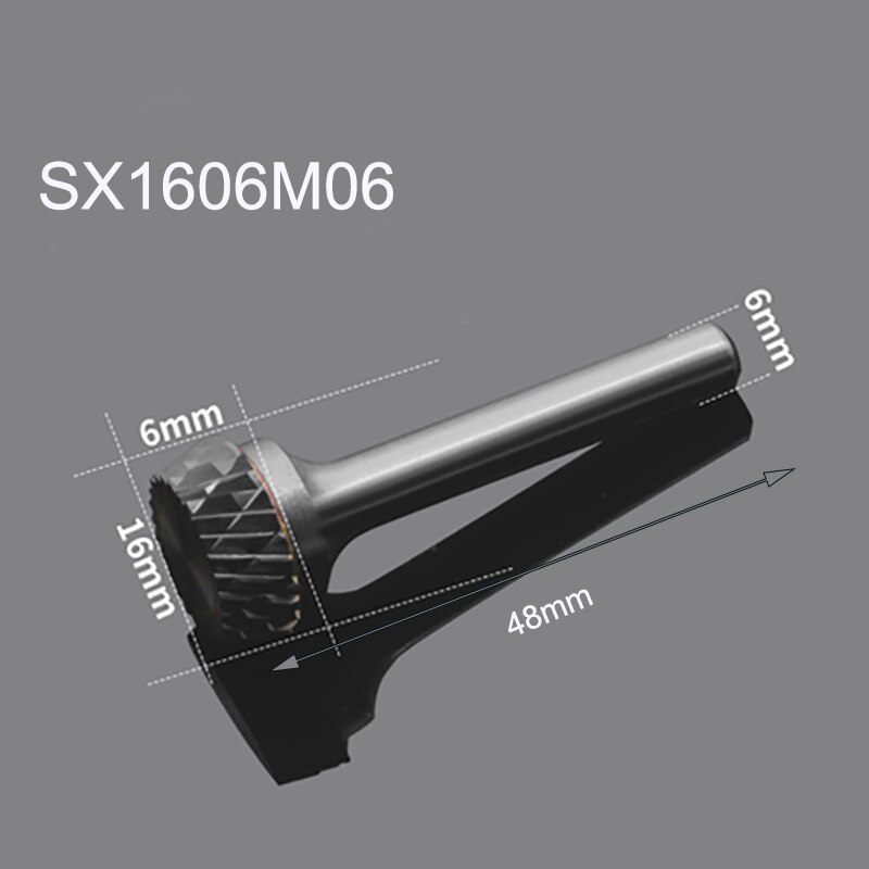 Conical Flat Head Hard Tungsten Steel Wood Carving Tool Grinding Head Milling Cutter S-shaped Rotating Cutter Double Slot: SX1606M06