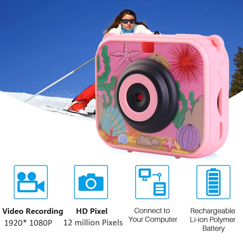 Children Mini Digital Camera 1080P 30M Underwater Video Camera Recording Camcorder Cute Cartoon Photo Video Camera For Kids