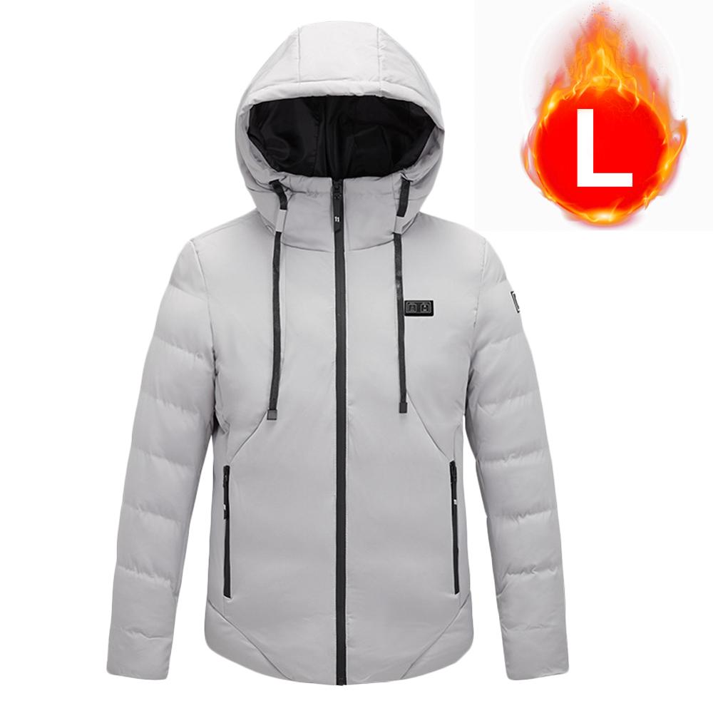 Heating Jacket Vest 9 Zone Heater Dual Control USB Jacket Heated Thick Camping Tourism Thermal Jacket: gray / 4XL