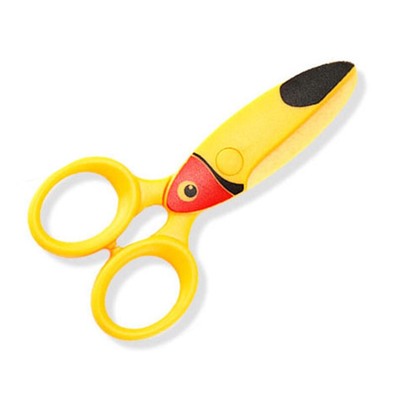 Mini ciseaux de dessin animé en plastique, 1 pièce, manuel, tête ronde, sécurité enfants, ciseaux mignons: YELLOW