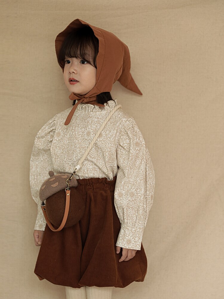 Meisjes lente en herfst katoenen bloemen houten oortjes onderkant shirt babykleding kinderen eenvoudig baby's lange mouwen top