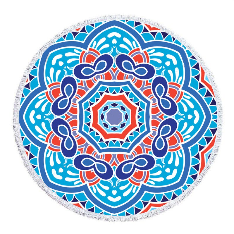 Extra Grote Ronde Strandlaken Zomer Outdoor Print Digitale Retro Strandlaken Strandlaken Sjaal: 1500MMx1500MM-5