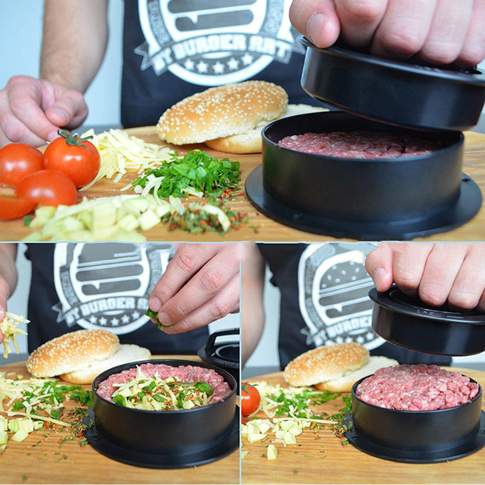 Hamburger Press Meat Pie Press Stuffed Burger Mold Maker with Baking Paper Liners Patty Pastry Tools BBQ Kitchen Accessories