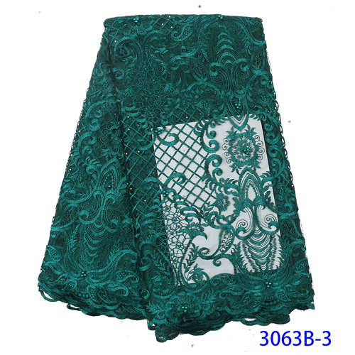 Embroidered Nigerian Lace Fabric Cotton African Lace Fabric French Lace Fabric Wedding Party Dress YA3063B-1: Picture 3