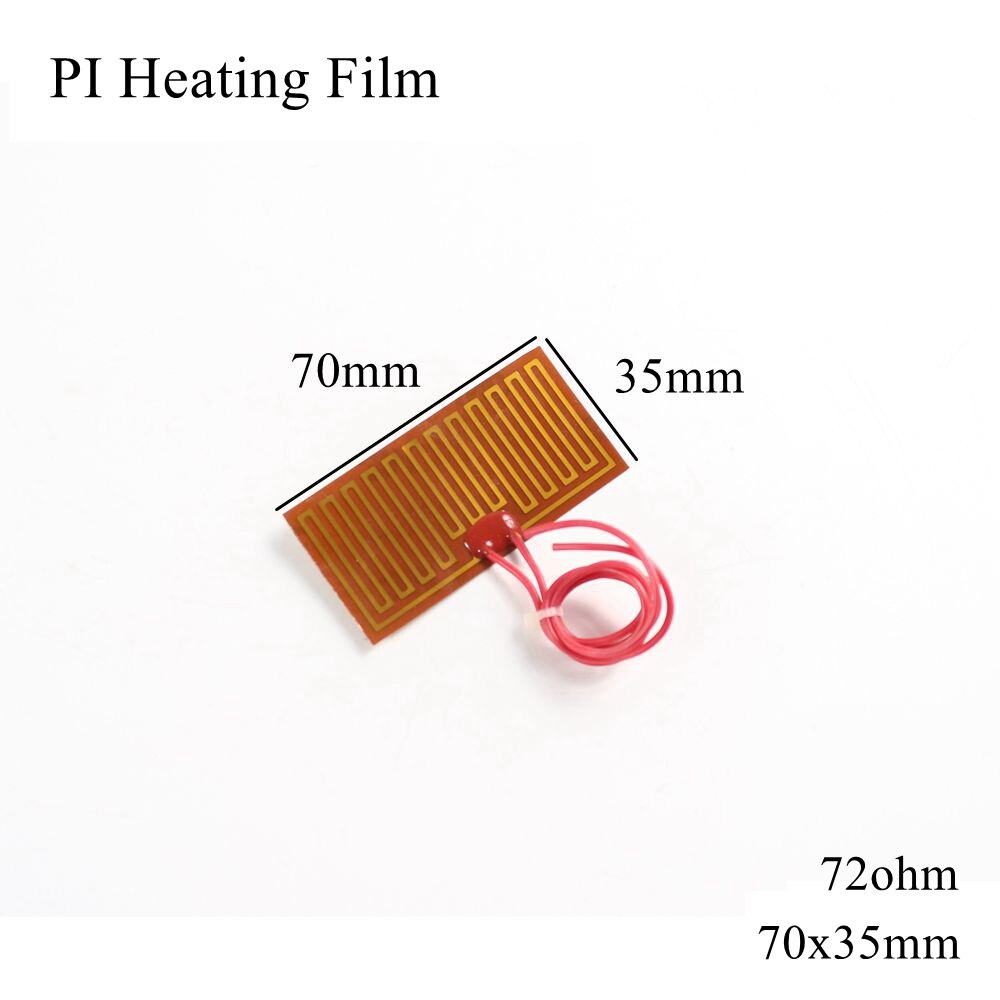 Film chauffant électrique 60x13mm, 5V 12V 24V 110V 220V PI, Film adhésif Polyimide, plaque chauffante électrique, tapis de panneau, feuille de carburant, huile moteur réservoir: 70x35mm