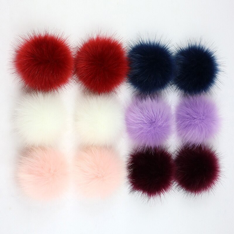 12Pcs 8Cm Diy Winter Faux Fur Ball Pompom Vrouwen Auto Tas Sleutelhanger Sleutelhanger Elastische Diy Sleutelhanger Konijn haarwortel Zakken Hoed Decor