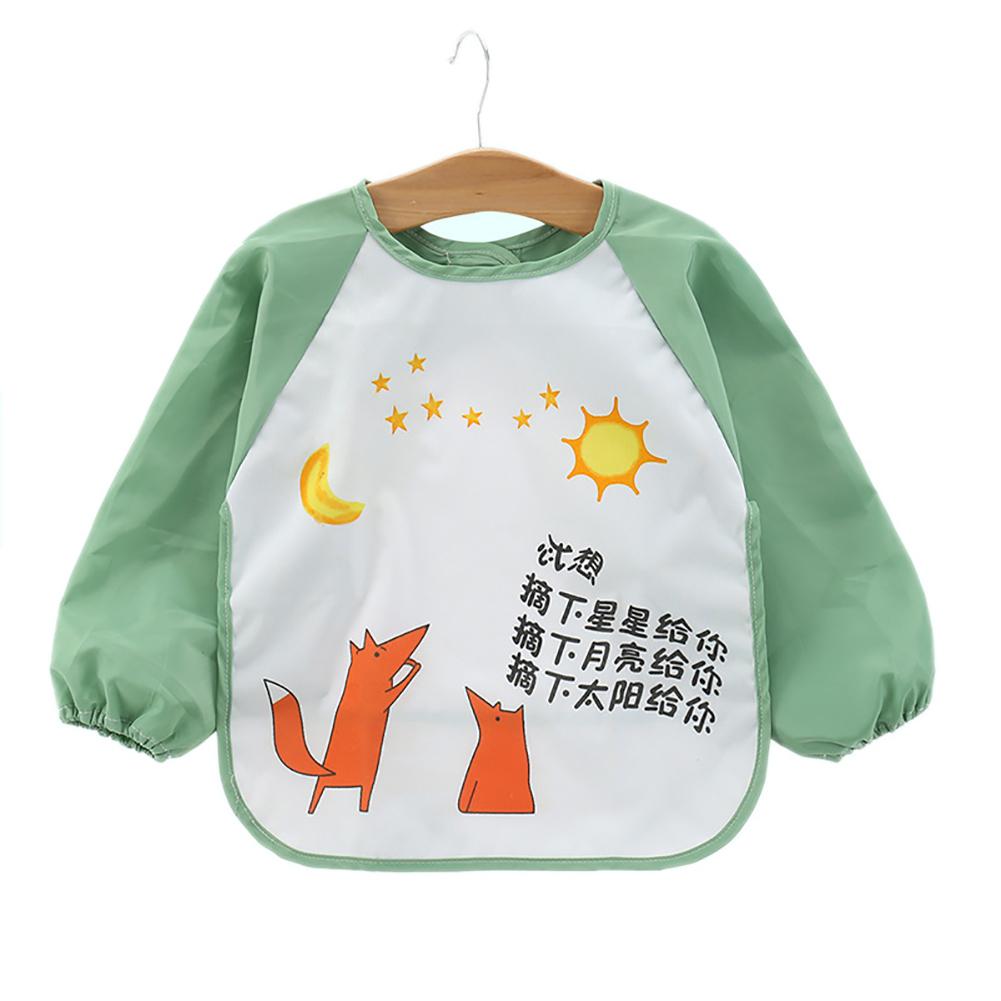 Kuulee Crianças Verão Dos Desenhos Animados Vestidos de Padrões Bebê Comer Bib Bib Impermeável: Green fox