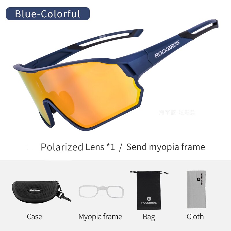 Gafas de ciclismo ROCKBROS, gafas de miopía fotocromáticas polarizadas para bicicleta, gafas deportivas para hombre y mujer, gafas de sol para pescar y ciclismo: Full-frame Blue
