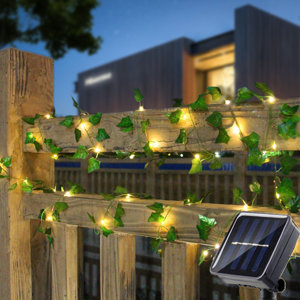 Solar String Light Kunstmatige Leaf Garland Verjaardag Decoratie Outdoor Kamer Gordijn Lamp voor Bruiloft Tuin 100/50/20LED