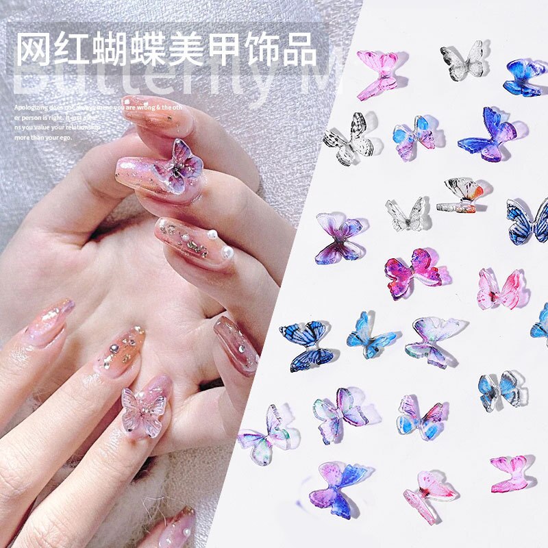 10 Stuks Gemengde Willekeurige 3D Vlinder Nail Art Decoraties Charme Nagels Nail Supplie Diy Japanse Manicure Accessoires Sticker