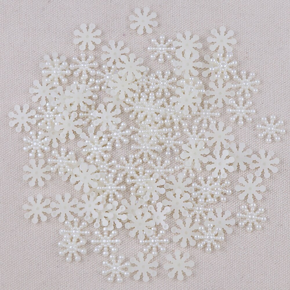 Fina 100 st halv harts pärl pärla jul snöflingor scrapbook craft flatback blommönster pärlor 17mm