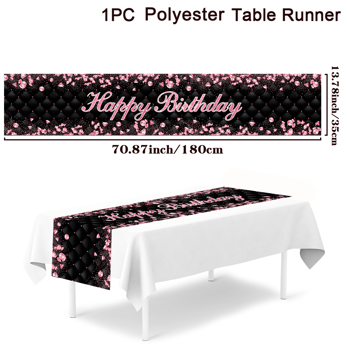 Chemin de Table d'anniversaire en or noir, couverture de Table d'anniversaire, nappe, décoration de fête pour la maison, anniversaire adulte, 18 30 40 50