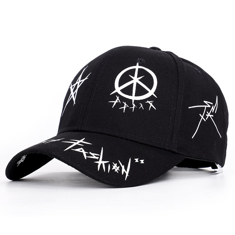 En Witte Kleur Bijpassende Pentagram Graffiti Baseball Cap Student Jonge Mannen En Vrouwen De Lente Zomer Zonnehoed Cap