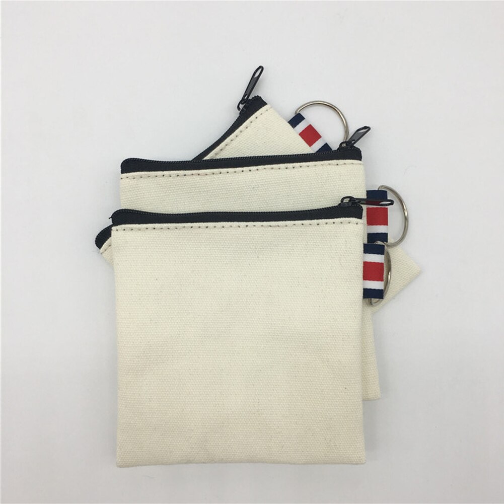 1pz Bianco Breve Tela di canapa Della Borsa Della Carta di Chiave mini Borsa Delle Donne Del Sacchetto Della Ragazza Dipinta A Mano Piccola Borsa Della Chiusura Lampo Della Borsa Della Moneta supporto di carta Del Raccoglitore